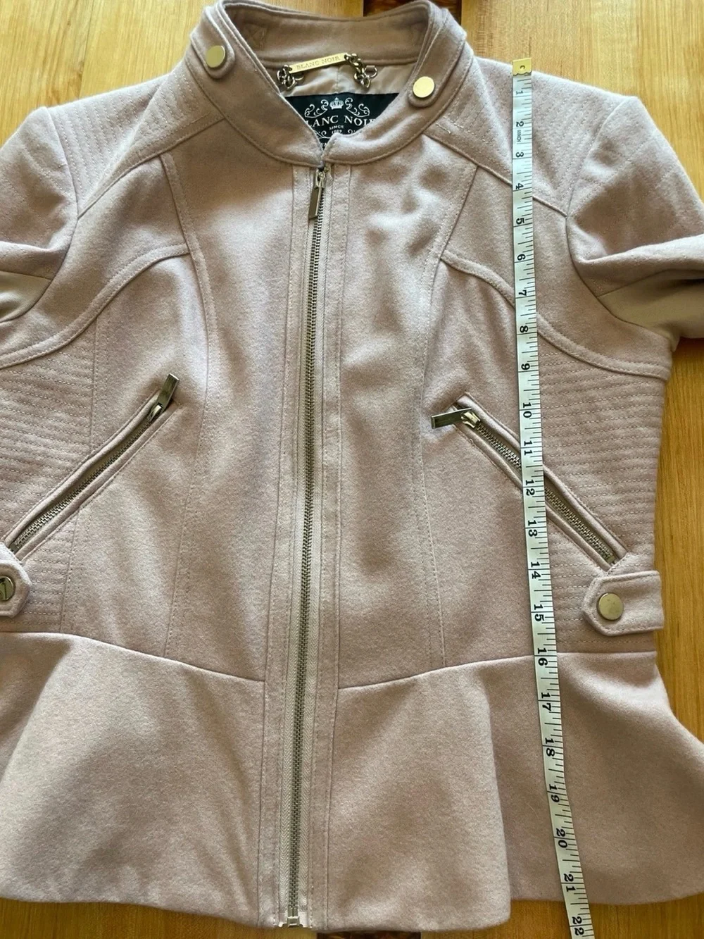 blanc noir Pale Blush Zip-Front Tailored Jacket